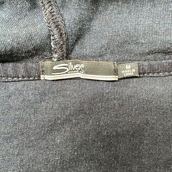 SILVER Jeans Long Sleeve Quarter Zip Distressed Denim Pullover Size Medium - Picture 7 of 10